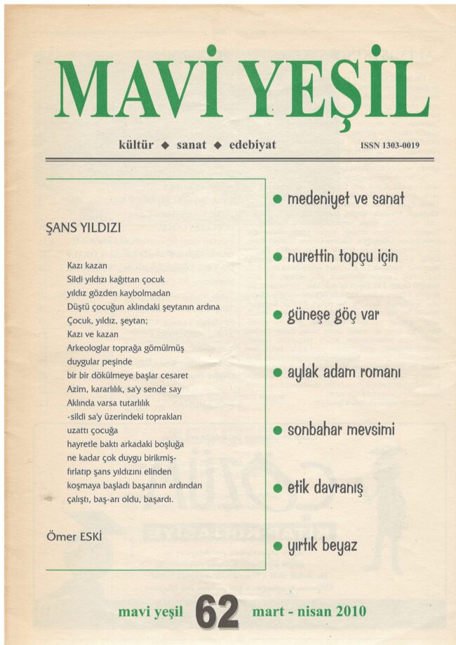 Mavi Yeşil Dergisi, Sayı 62 Mavi Yeşil Dergisi, Sayı 62