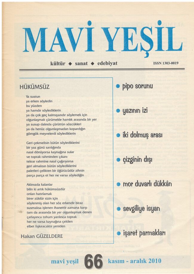 Mavi Yeşil Dergisi, Sayı 66