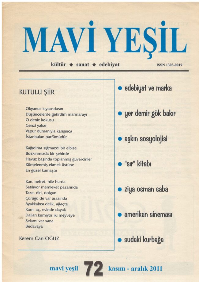 Mavi Yeşil Dergisi, Sayı 72 Mavi Yeşil Dergisi, Sayı 72