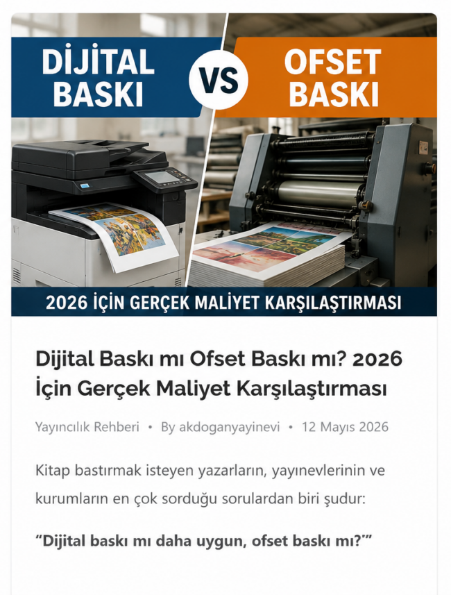 Dijital Baskı mı Ofset Baskı mı? 2026 İçin Gerçek Maliyet Karşılaştırması