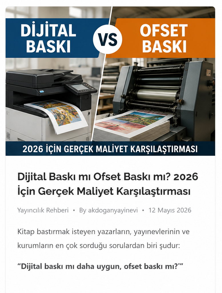 Dijital Baskı mı Ofset Baskı mı? 2026 İçin Gerçek Maliyet Karşılaştırması