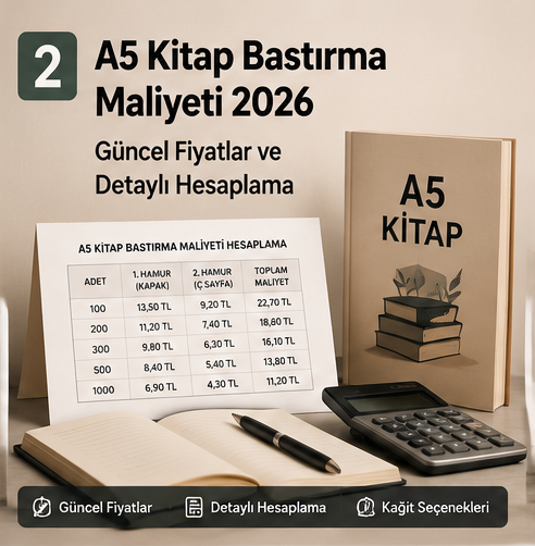 A5 Kitap Bastırma Maliyeti 2026: Güncel Fiyatlar ve Detaylı Hesaplama